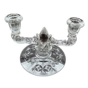 Vintage Double Candle Holder With Etched Base New Martinsville